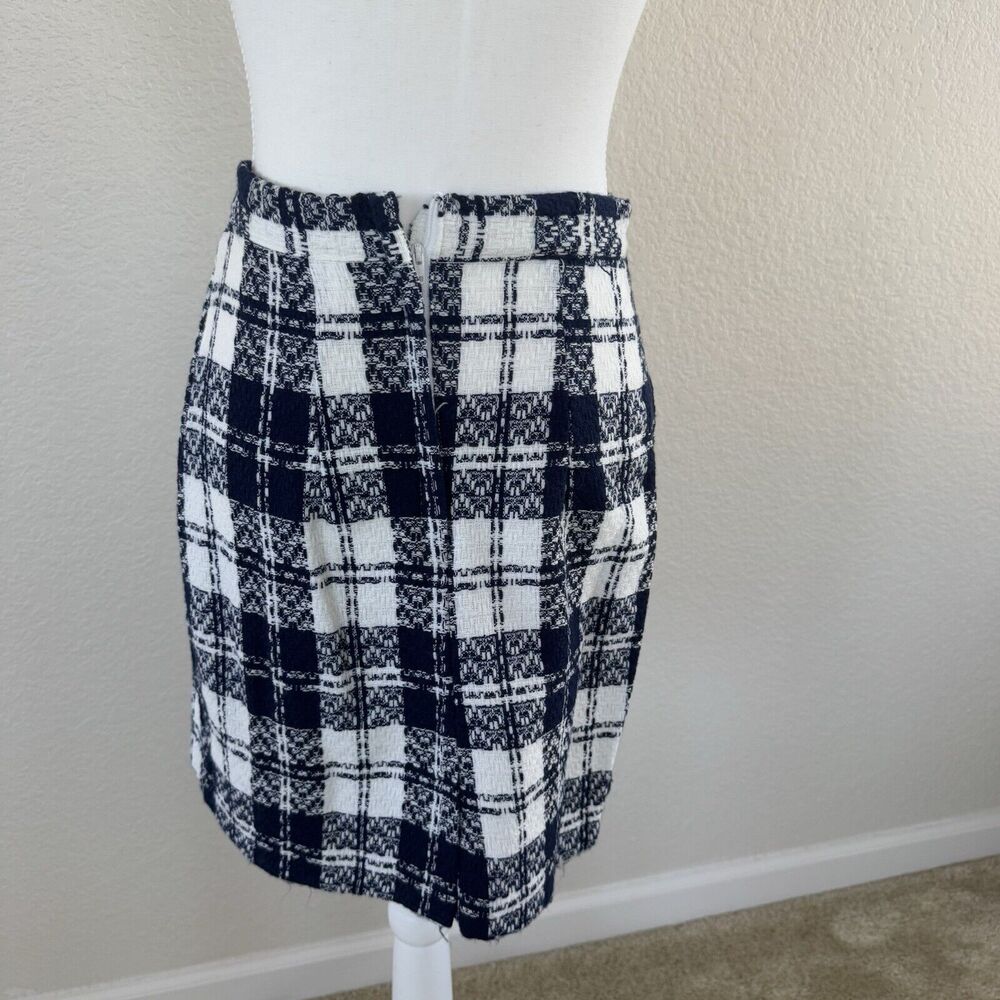 Byer Dress Jacket & Skirt Suit Set Navy Blue White Plaid Juniors Size 9 Vintage - Picture 14 of 16